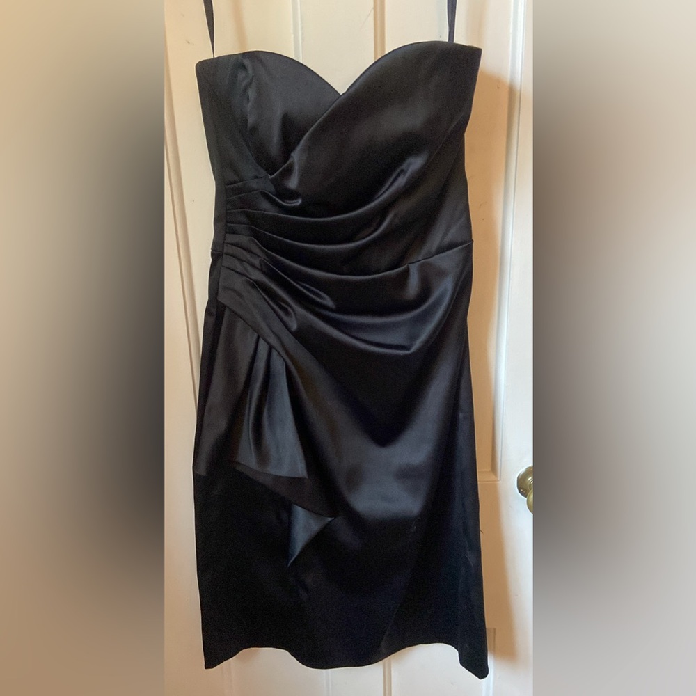White House Black Market Black Strapless Ruched Dress